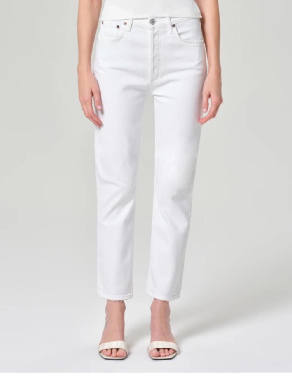 Agolde White High-Rise Straight Crop Jeans